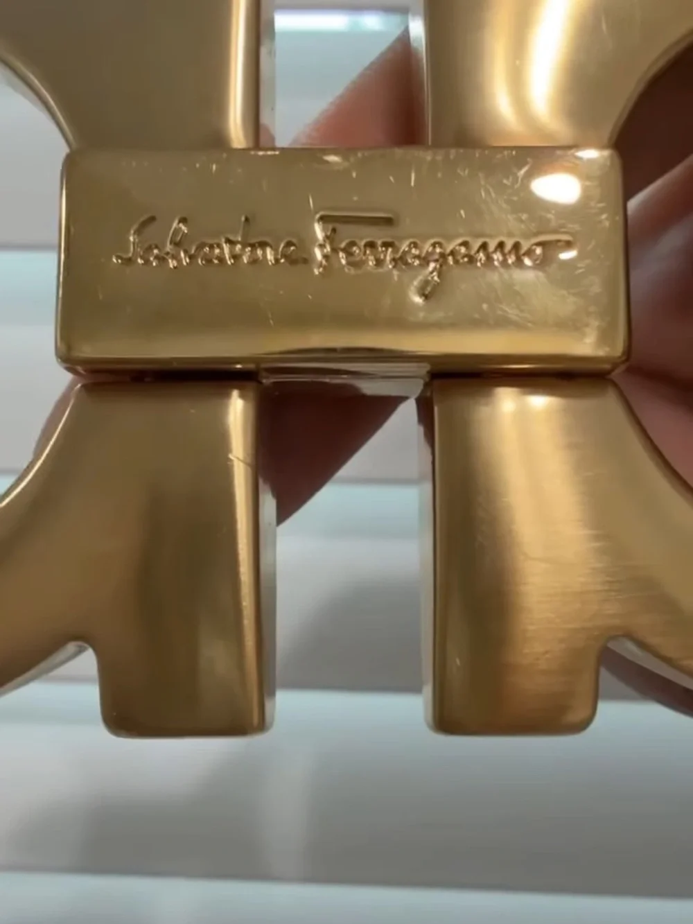 Salvatore Ferragamo Gold Double Gancini Belt Buckle